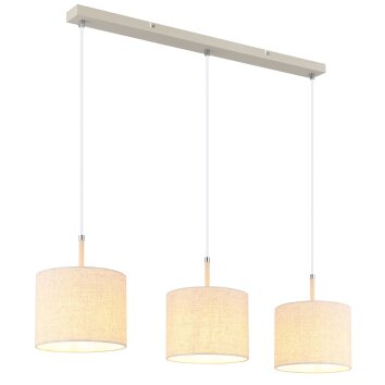 Globo lighting Deleon hanging light chrome, sand-coloured, 3-light sources