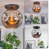 Ripoll ceiling light, globe light chrome, Smoke-coloured, 1-light source