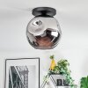 Ripoll ceiling light, globe light chrome, Smoke-coloured, 1-light source