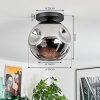 Ripoll ceiling light, globe light chrome, Smoke-coloured, 1-light source
