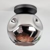 Ripoll ceiling light, globe light chrome, Smoke-coloured, 1-light source