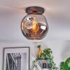 Ripoll ceiling light, globe light chrome, Smoke-coloured, 1-light source