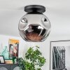 Ripoll ceiling light, globe light chrome, Smoke-coloured, 1-light source