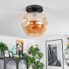 Ripoll ceiling light, globe light Amber, 1-light source