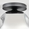 Ripoll ceiling light, globe light chrome, clear, Smoke-coloured, 1-light source