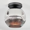 Ripoll ceiling light, globe light chrome, Smoke-coloured, 1-light source