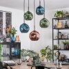 Ripoll hanging light, globe light, pendant light blue, green, coppery, 5-light sources