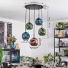 Ripoll hanging light, globe light, pendant light blue, green, coppery, 5-light sources