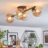 Chehalis ceiling light, globe light Amber, clear, 4-light sources