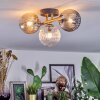 Chehalis ceiling light, globe light gold, black, 3-light sources