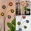 Gastor globe light, floor lamp blue, green, coppery, 5-light sources