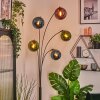 Gastor globe light, floor lamp blue, green, coppery, 5-light sources