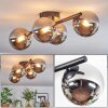 Chehalis ceiling light, globe light chrome, Smoke-coloured, 4-light sources