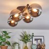 Chehalis ceiling light, globe light chrome, Smoke-coloured, 4-light sources