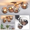 Chehalis ceiling light, globe light chrome, Smoke-coloured, 4-light sources
