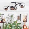 Chehalis ceiling light, globe light chrome, Smoke-coloured, 4-light sources