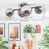 Chehalis ceiling light, globe light chrome, Smoke-coloured, 4-light sources