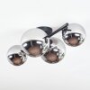 Chehalis ceiling light, globe light chrome, Smoke-coloured, 4-light sources