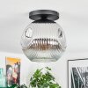 Ripoll ceiling light, globe light chrome, clear, Smoke-coloured, 1-light source