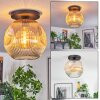 Ripoll ceiling light, globe light Amber, clear, 1-light source