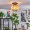 Ripoll ceiling light, globe light Amber, clear, 1-light source
