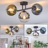 Gastor ceiling light, globe light blue, chrome, green, clear, Smoke-coloured, 3-light sources