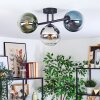 Gastor ceiling light, globe light blue, chrome, green, clear, Smoke-coloured, 3-light sources