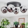 Ripoll ceiling light, globe light chrome, Smoke-coloured, 4-light sources