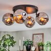 Ripoll ceiling light, globe light chrome, Smoke-coloured, 4-light sources
