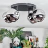 Ripoll ceiling light, globe light chrome, Smoke-coloured, 4-light sources