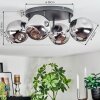 Ripoll ceiling light, globe light chrome, Smoke-coloured, 4-light sources