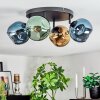 Ripoll ceiling light, globe light blue, gold, green, 4-light sources