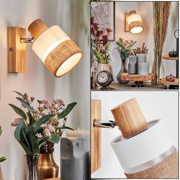 Fallhagen wall light, wall spotlight chrome, Light wood, 1-light source