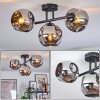 Ripoll ceiling light, globe light chrome, Smoke-coloured, 3-light sources