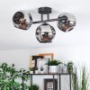 Ripoll ceiling light, globe light chrome, Smoke-coloured, 3-light sources