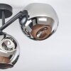 Ripoll ceiling light, globe light chrome, Smoke-coloured, 3-light sources