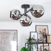 Ripoll ceiling light, globe light chrome, Smoke-coloured, 3-light sources