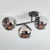 Koyoto ceiling light, globe light chrome, Smoke-coloured, 3-light sources