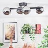 Chehalis ceiling light, globe light chrome, Smoke-coloured, 4-light sources