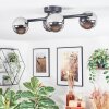 Chehalis ceiling light, globe light chrome, Smoke-coloured, 4-light sources