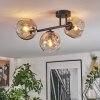 Ripoll ceiling light, globe light Amber, clear, 3-light sources