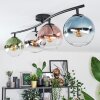 Gastor ceiling light, globe light blue, chrome, green, clear, coppery, Smoke-coloured, 4-light sources