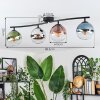Gastor ceiling light, globe light blue, chrome, green, clear, coppery, Smoke-coloured, 4-light sources