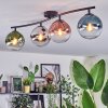 Gastor ceiling light, globe light blue, chrome, green, clear, coppery, Smoke-coloured, 4-light sources