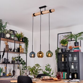 Ripoll hanging light, globe light, pendant light Ecru, black, 3-light sources