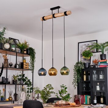 Koyoto hanging light, globe light, pendant light Ecru, black, 3-light sources