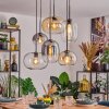 Apedo hanging light, globe light, pendant light Amber, clear, Smoke-coloured, 6-light sources