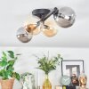 Chehalis ceiling light, globe light Amber, Smoke-coloured, 4-light sources