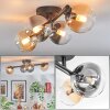 Chehalis ceiling light, globe light Amber, clear, Smoke-coloured, 4-light sources