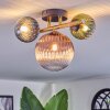 Chehalis ceiling light, globe light gold, black, 3-light sources